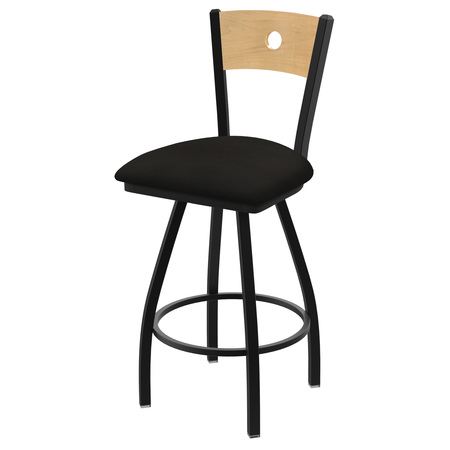 HOLLAND BAR STOOL CO 36" Swivel Counter Stool, Nickel Finish, Nat Back, Canter Espresso Seat 83036BWNatMplB003